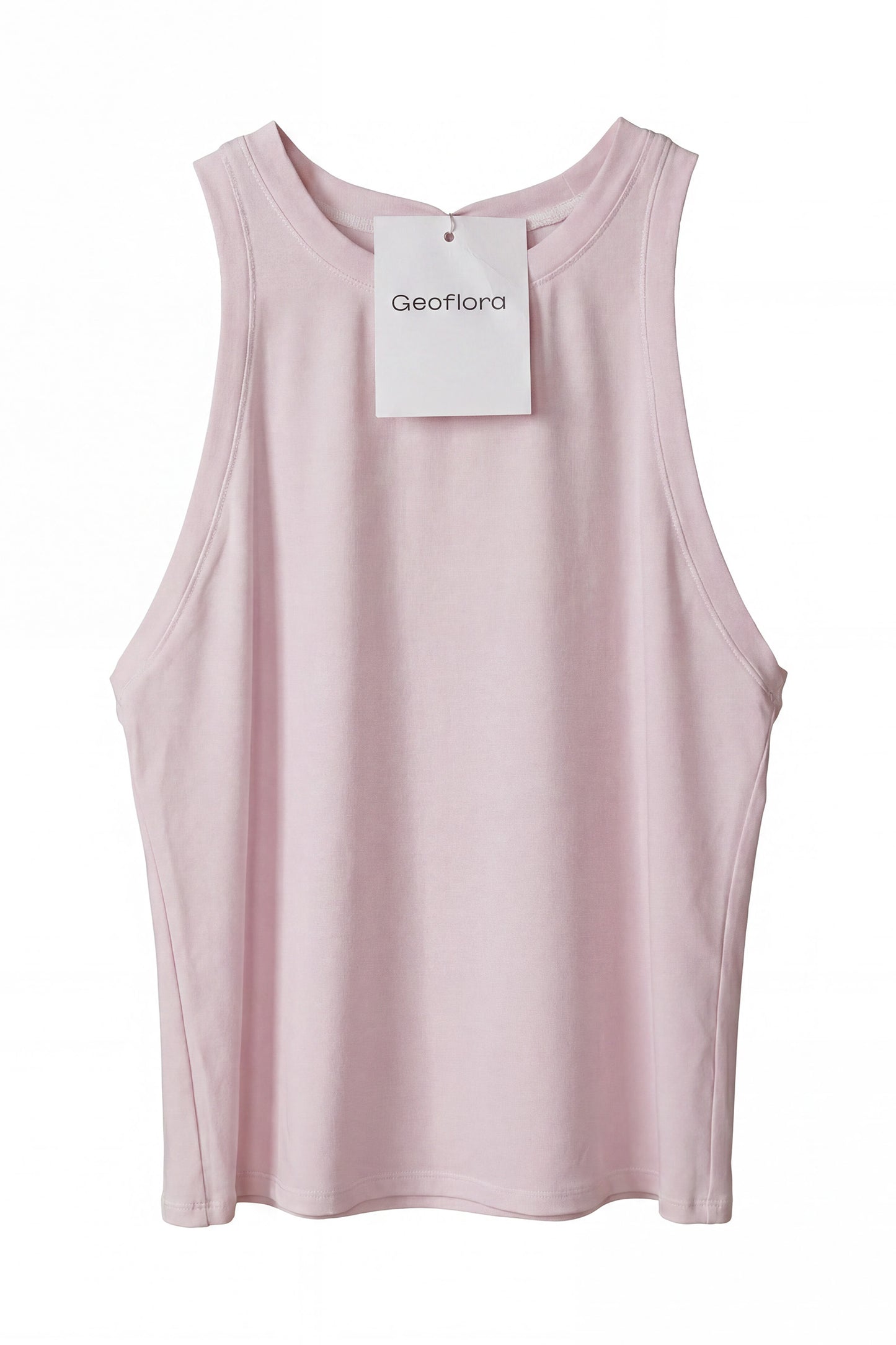 Geoflora Pink Eyelet Trim Sleeveless Tank Top - Casual Crew Neck Cotton Camisole