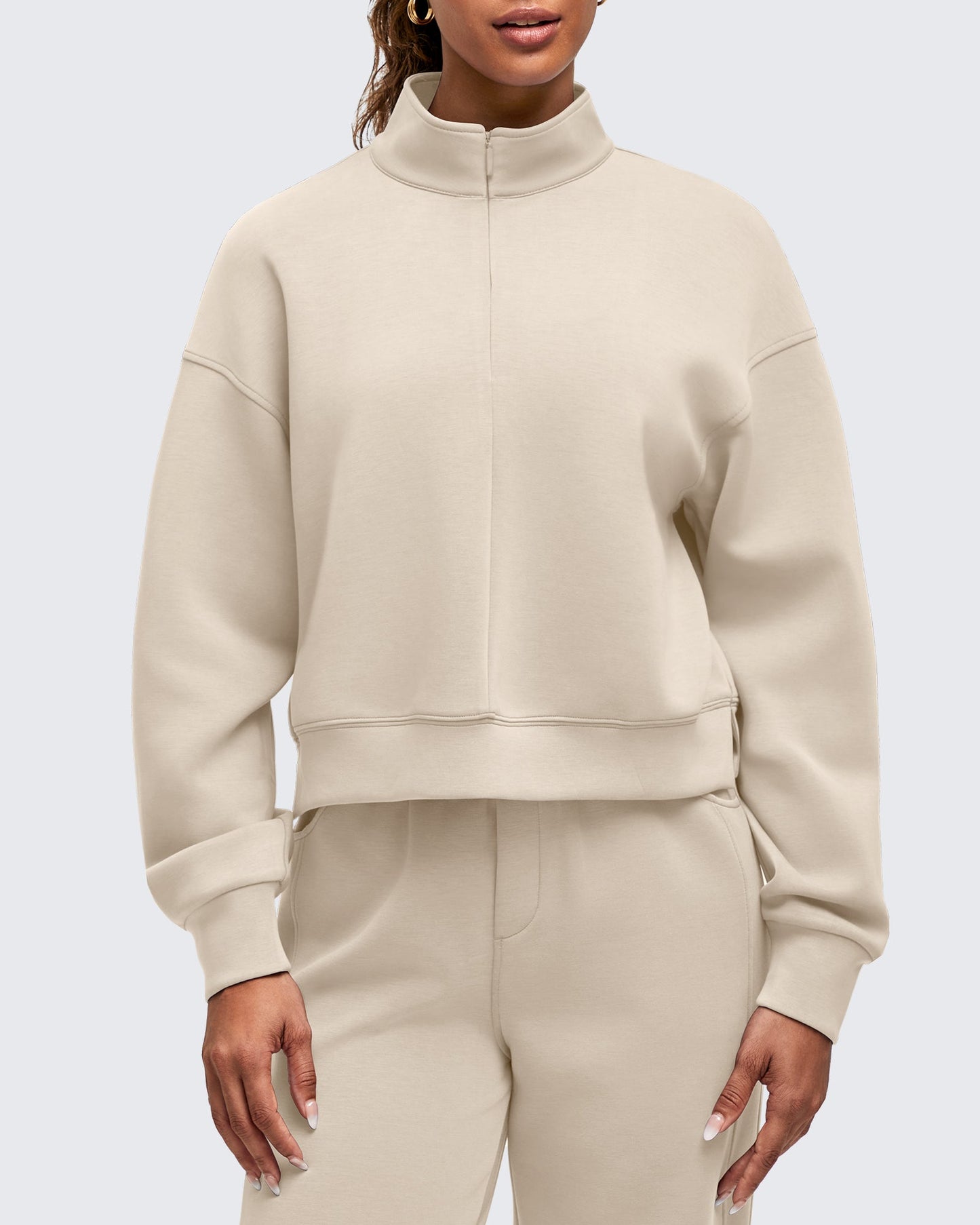 Smoofit Half-Zip Mock Neck Long Sleeve Sweatshirts