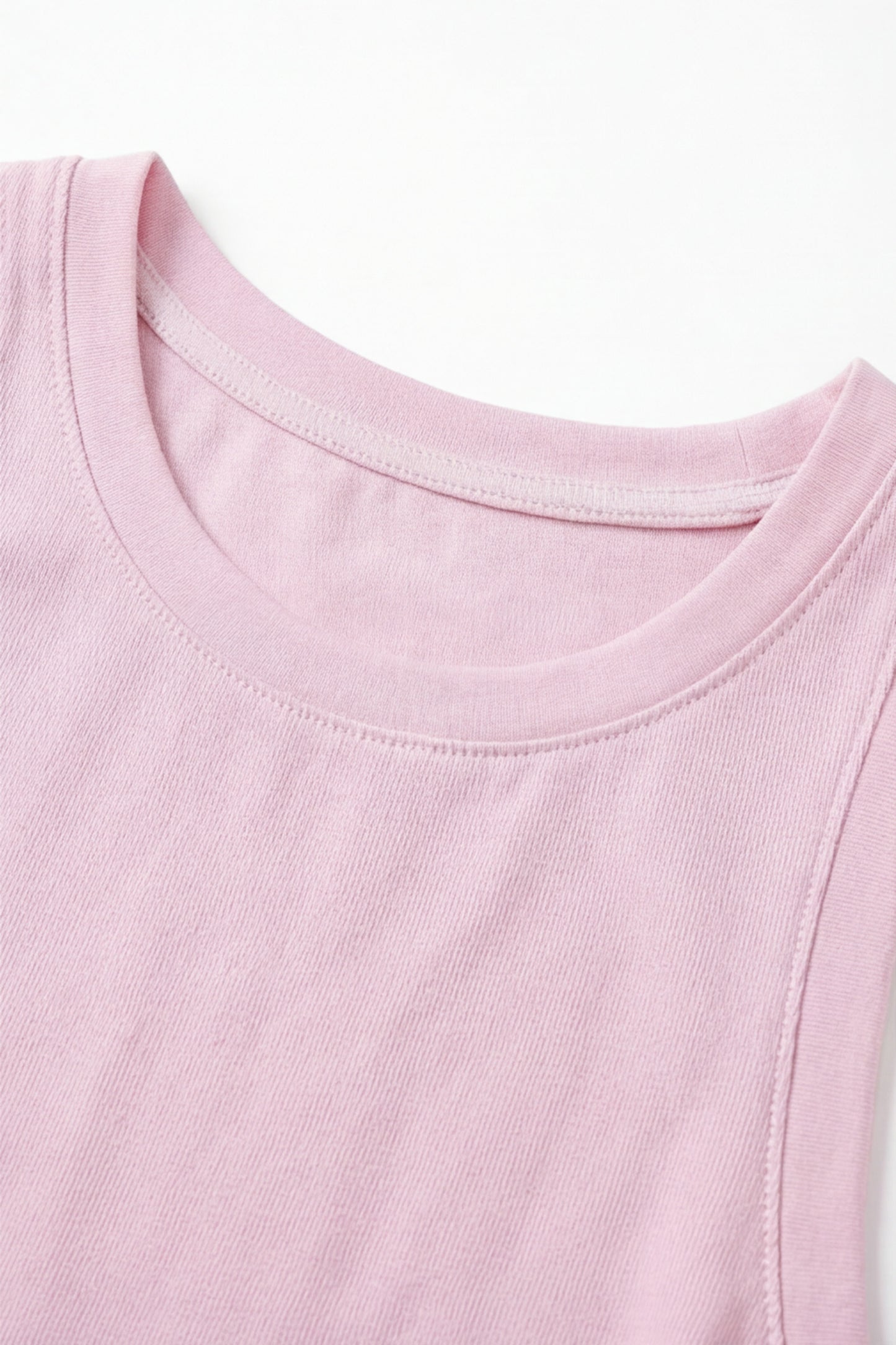 Geoflora Pink Eyelet Trim Sleeveless Tank Top - Casual Crew Neck Cotton Camisole