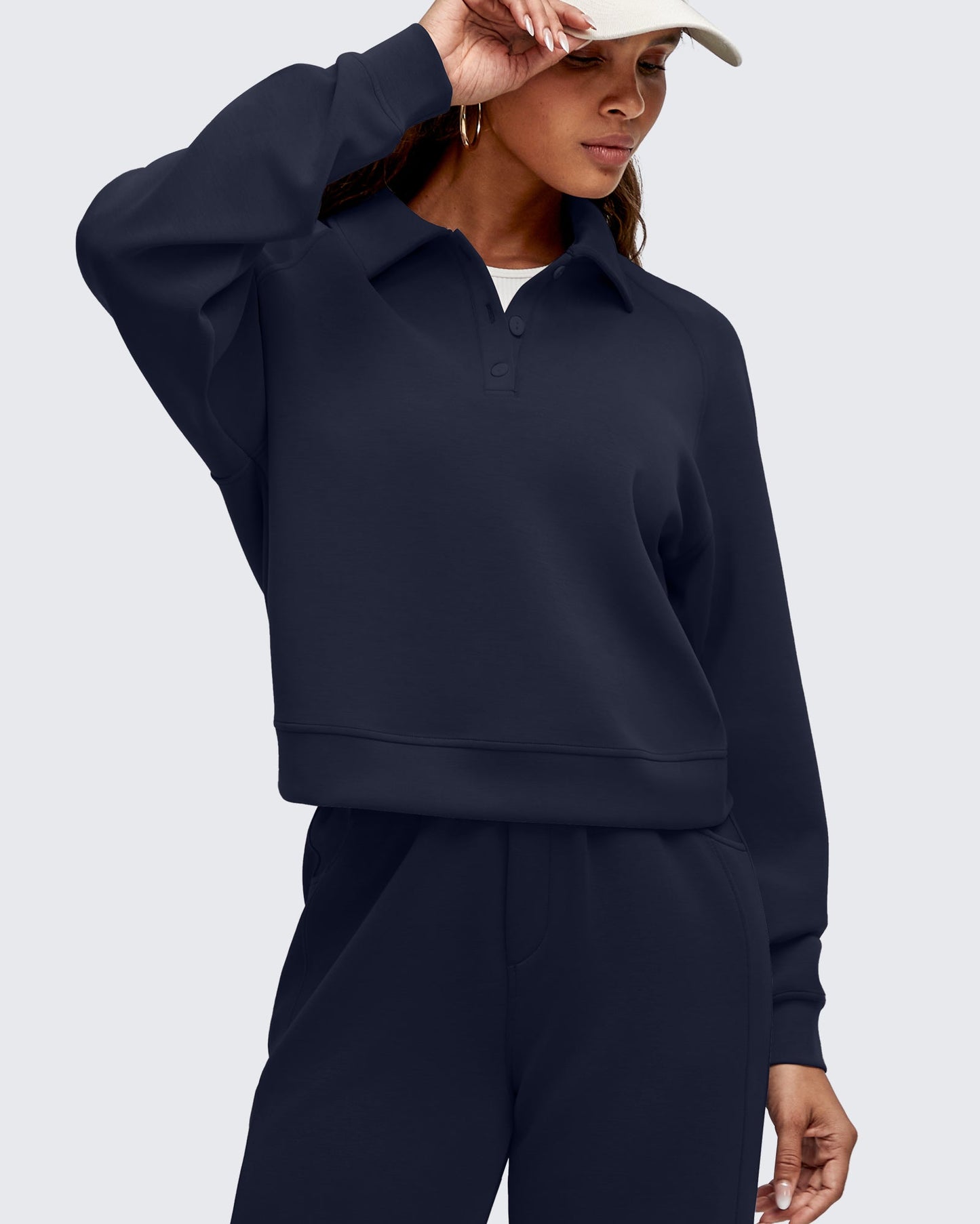 Smoofit Polo Pullover Button Up Sweatshirts
