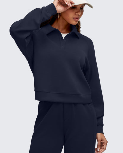 Smoofit Polo Pullover Button Up Sweatshirts