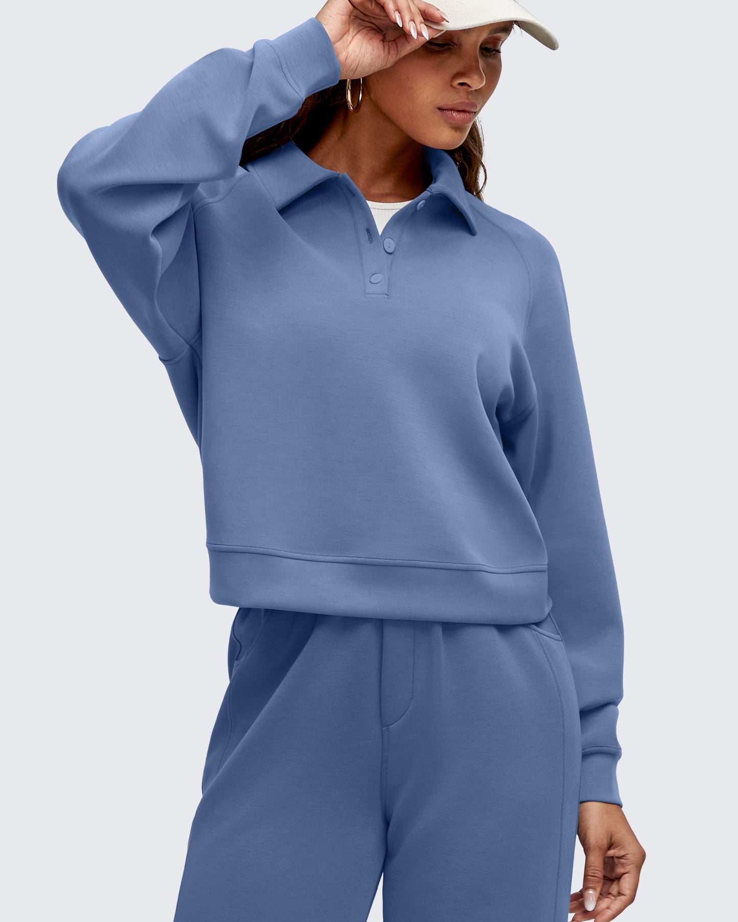 Smoofit Polo Pullover Button Up Sweatshirts
