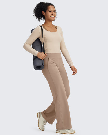 G4Free Activewear BareFeel Seamless High-Waist Dressy Pants 29 #Taupe / S-Taupe / M-Taupe / L-Taupe / XL-Taupe / XXL-Black / S-Black / M-Black / L-Black / XL-Black / XXL