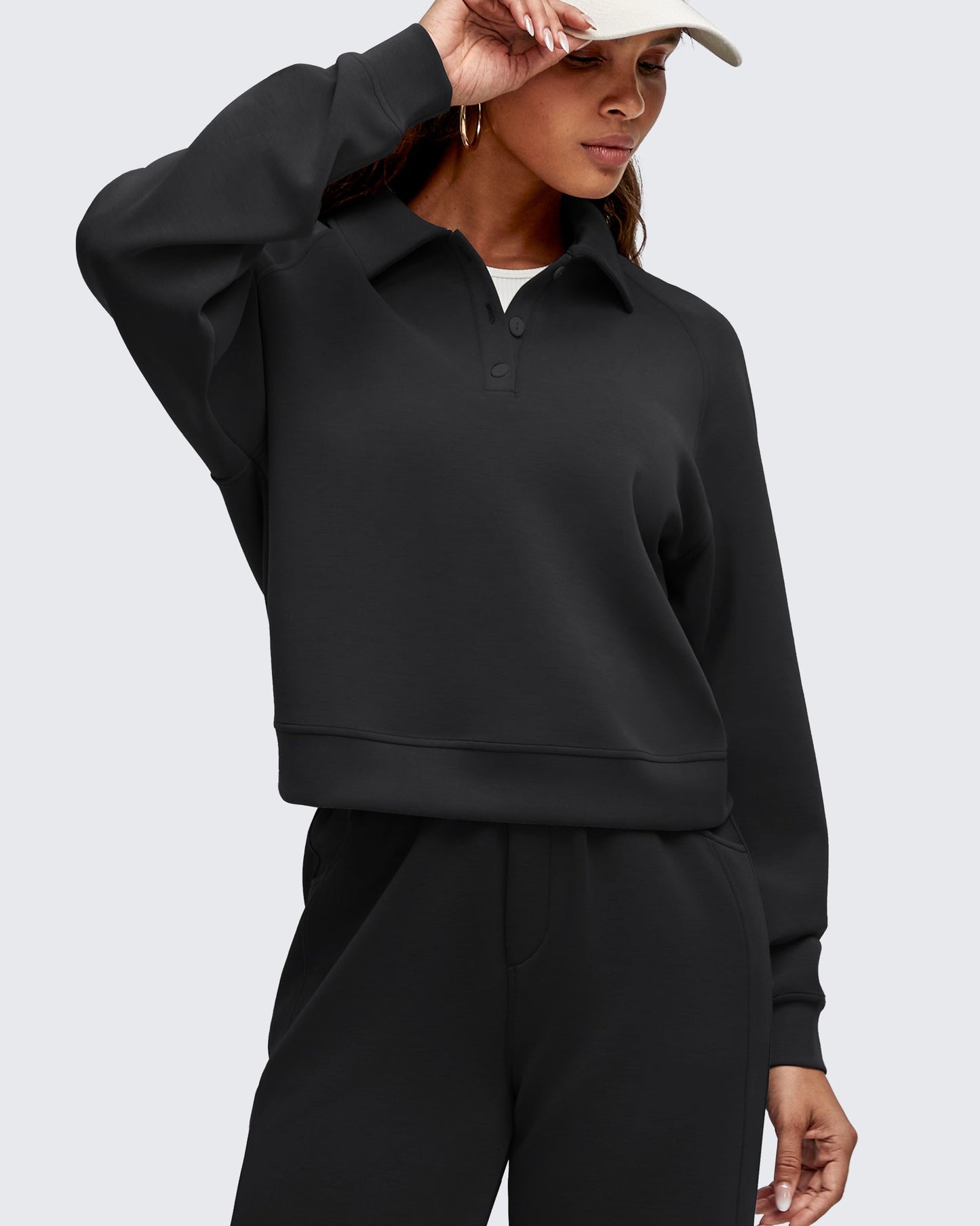 Smoofit Polo Pullover Button Up Sweatshirts