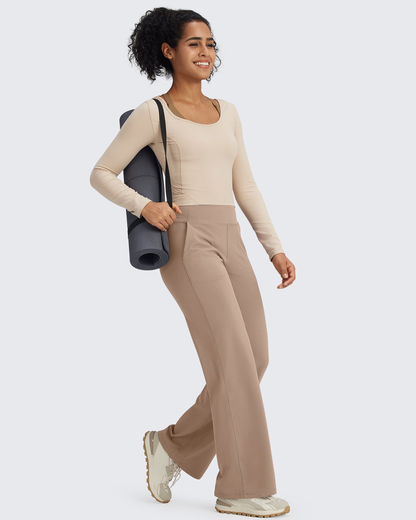 G4Free Activewear BareFeel Seamless High-Waist Dressy Pants 29 #Taupe / S-Taupe / M-Taupe / L-Taupe / XL-Taupe / XXL-Black / S-Black / M-Black / L-Black / XL-Black / XXL