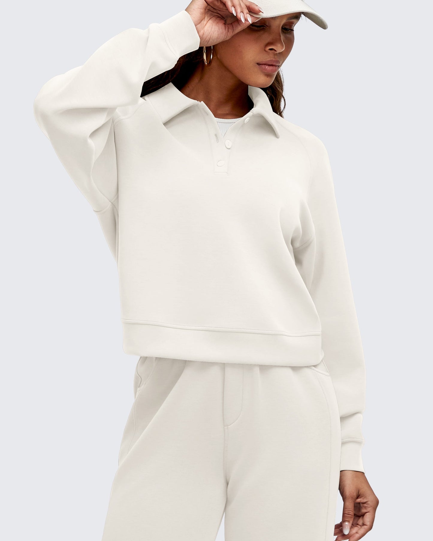 Smoofit Polo Pullover Button Up Sweatshirts