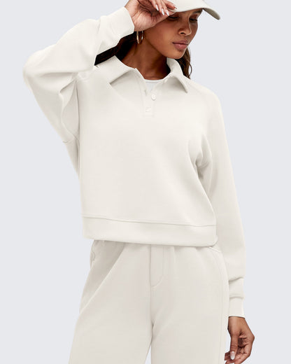 Smoofit Polo Pullover Button Up Sweatshirts