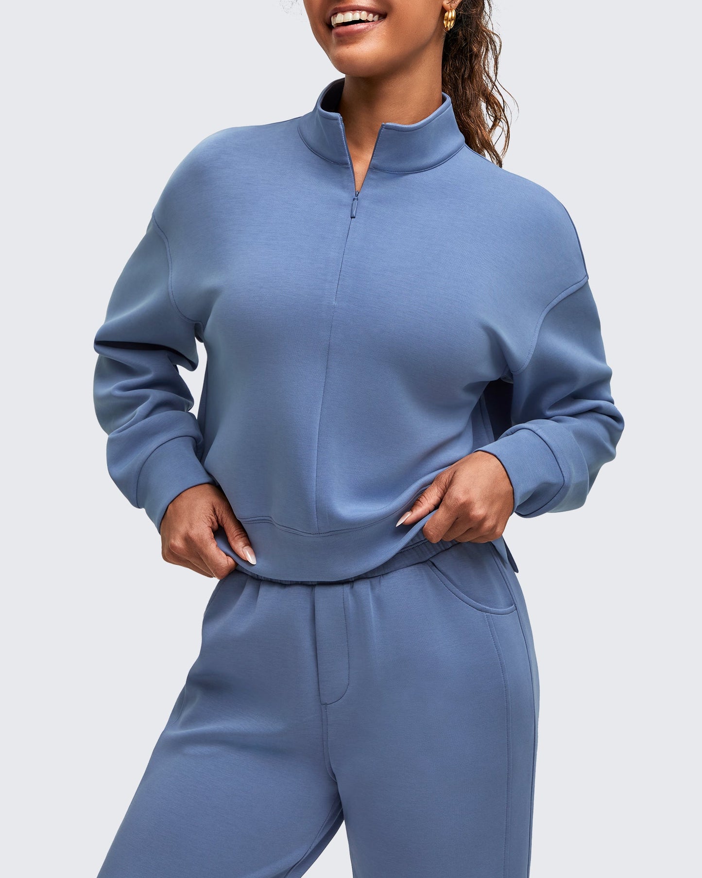 Smoofit Half-Zip Mock Neck Long Sleeve Sweatshirts