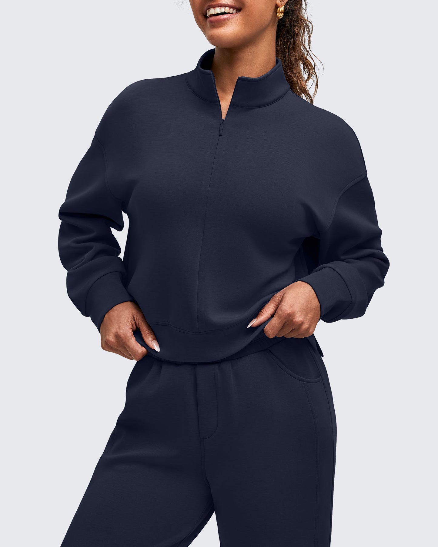 Smoofit Half-Zip Mock Neck Long Sleeve Sweatshirts