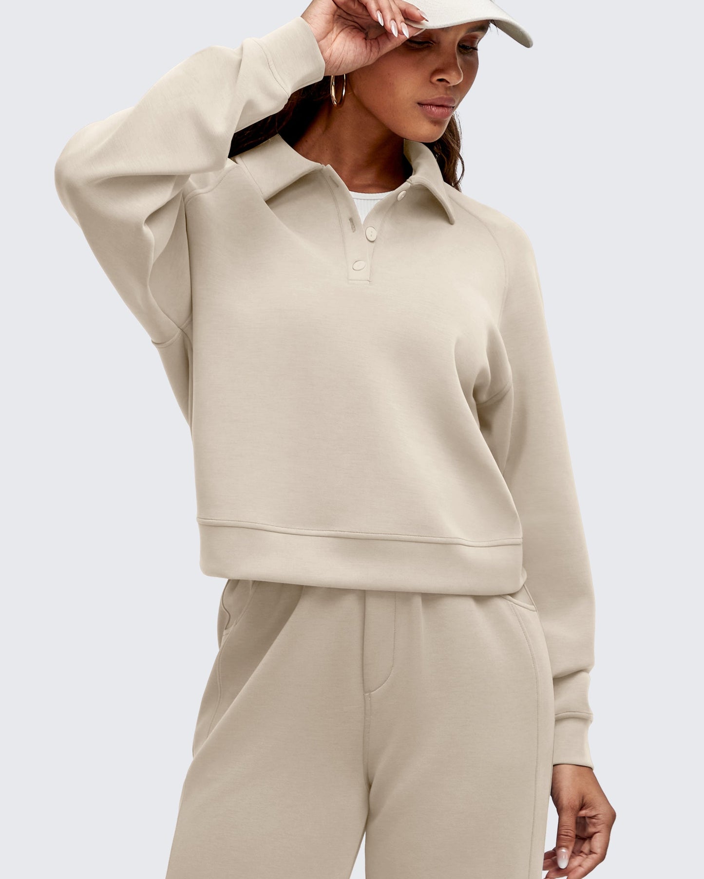 Smoofit Polo Pullover Button Up Sweatshirts