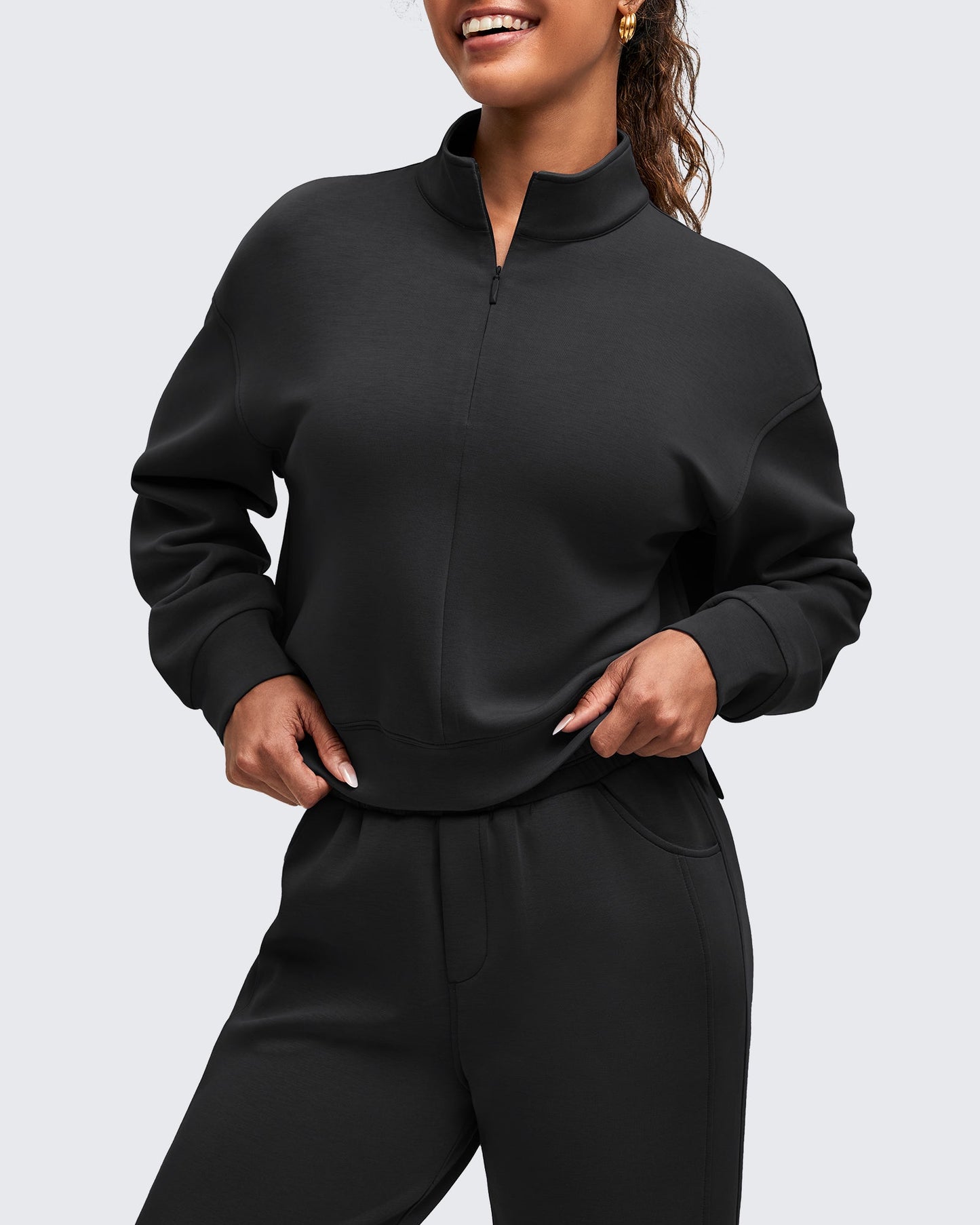 Smoofit Half-Zip Mock Neck Long Sleeve Sweatshirts