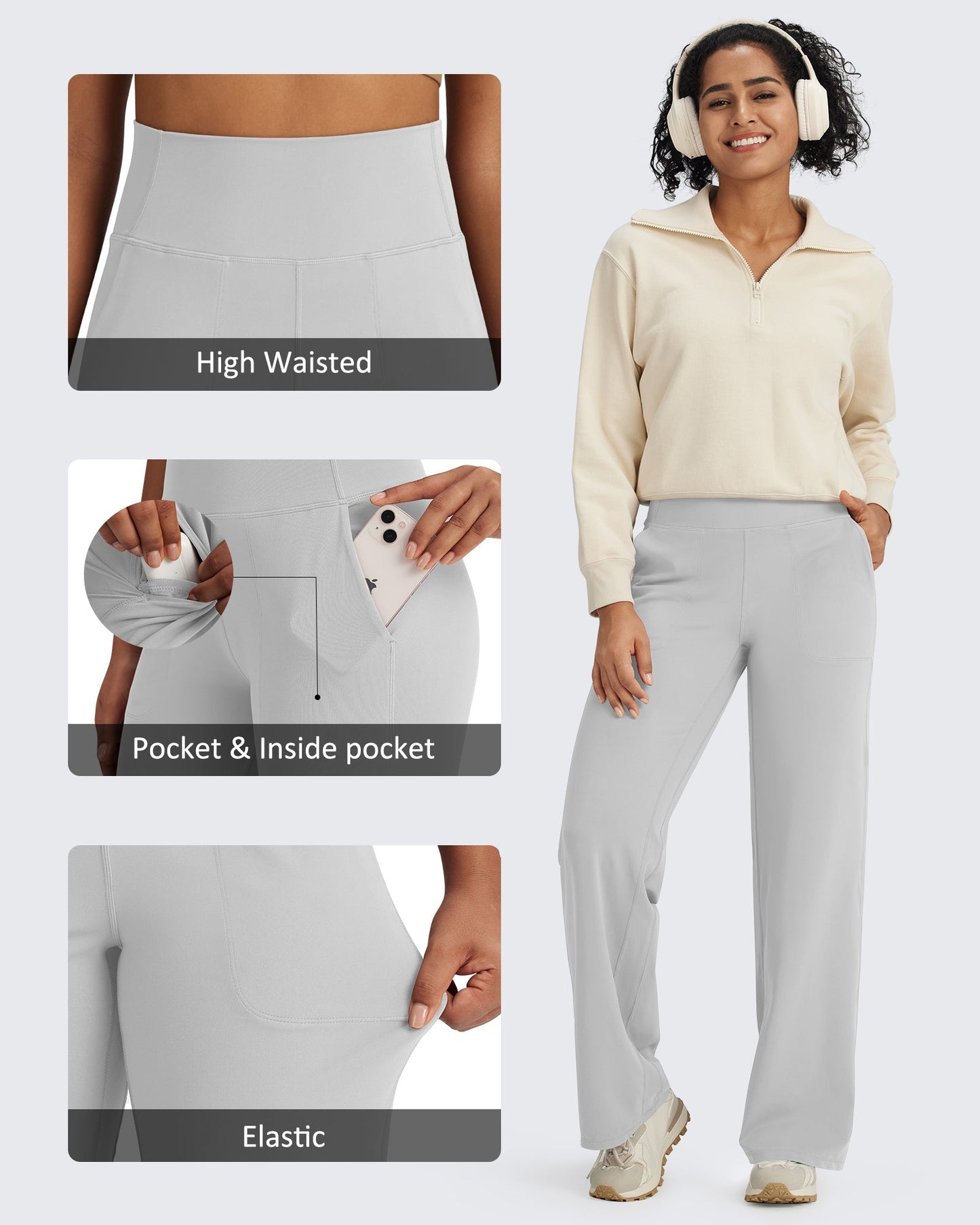 G4Free Activewear BareFeel Seamless High-Waist Dressy Pants #Black / S-Black / M-Black / L-Black / XL-Black / XXL-Black / XS-Blue grey / S-Blue grey / M-Blue grey / L-Blue grey / XL