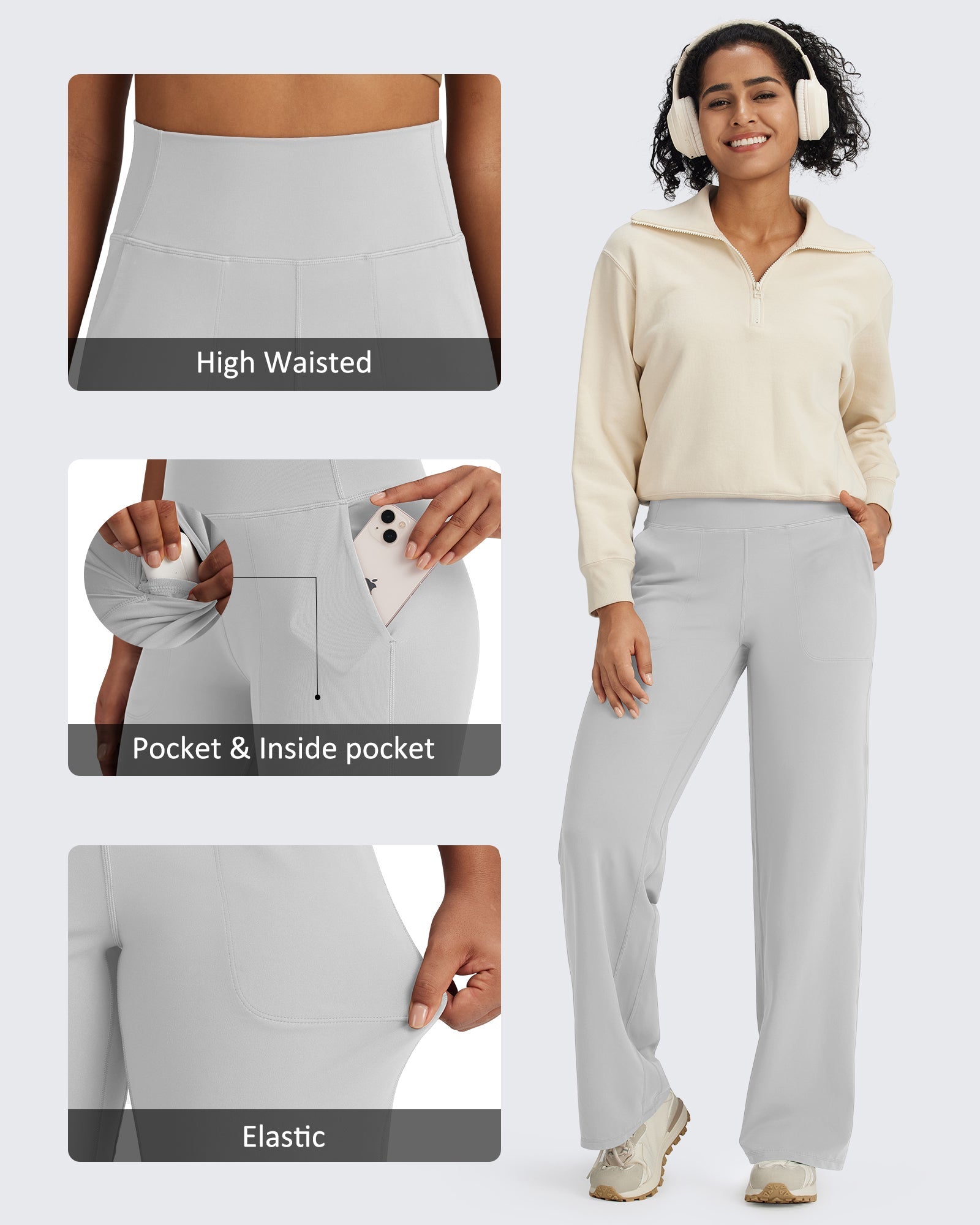 G4Free Activewear BareFeel Seamless High-Waist Dressy Pants #Black / S-Black / M-Black / L-Black / XL-Black / XXL-Black / XS-Blue grey / S-Blue grey / M-Blue grey / L-Blue grey / XL