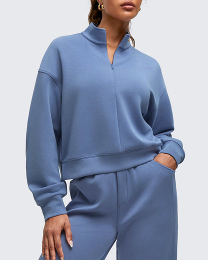 Smoofit Half-Zip Mock Neck Long Sleeve Sweatshirts