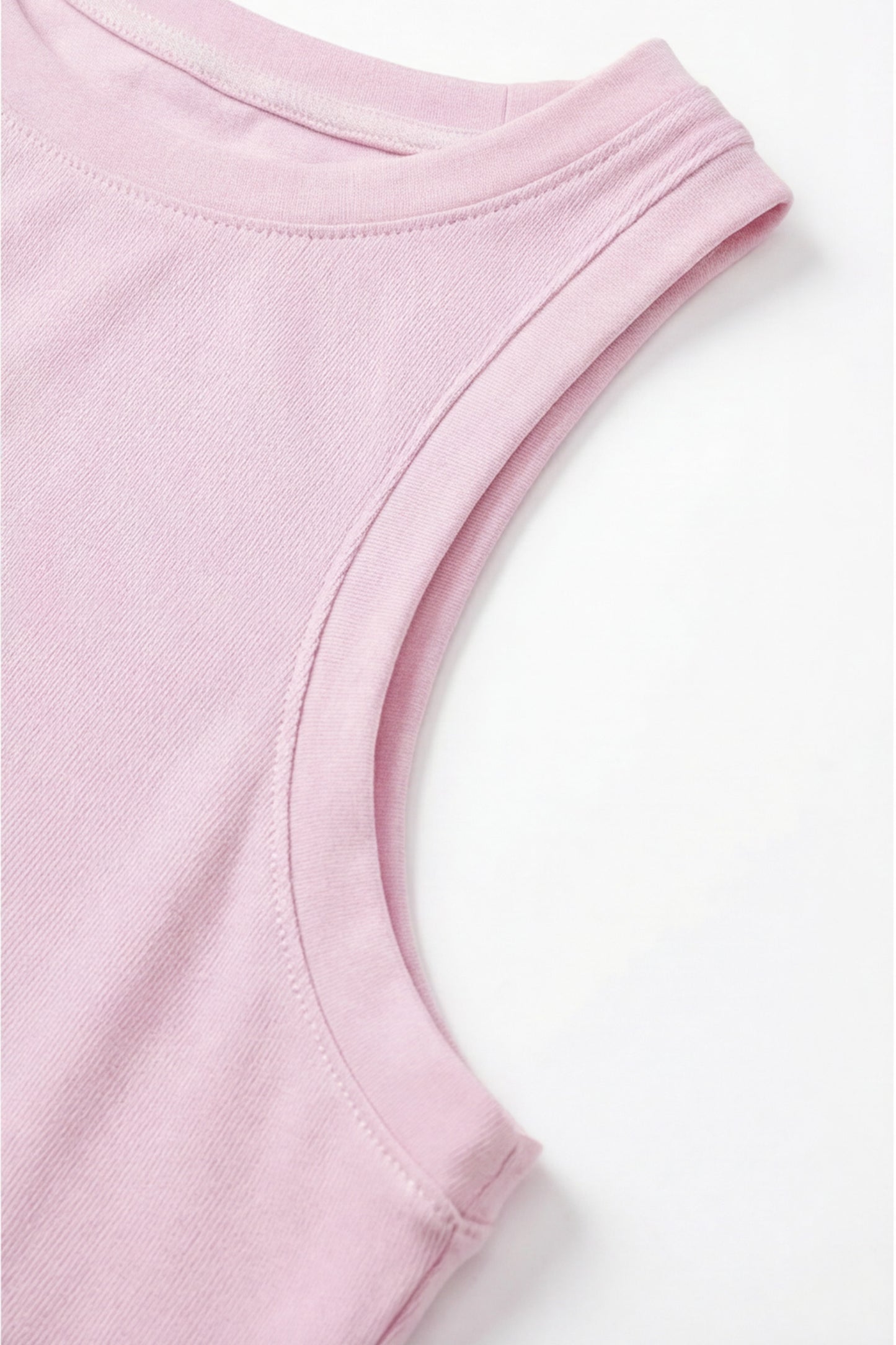 Geoflora Pink Eyelet Trim Sleeveless Tank Top - Casual Crew Neck Cotton Camisole