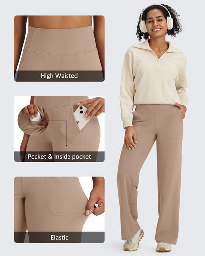 G4Free Activewear BareFeel Seamless High-Waist Dressy Pants 29 #Taupe / S-Taupe / M-Taupe / L-Taupe / XL-Taupe / XXL-Black / S-Black / M-Black / L-Black / XL-Black / XXL