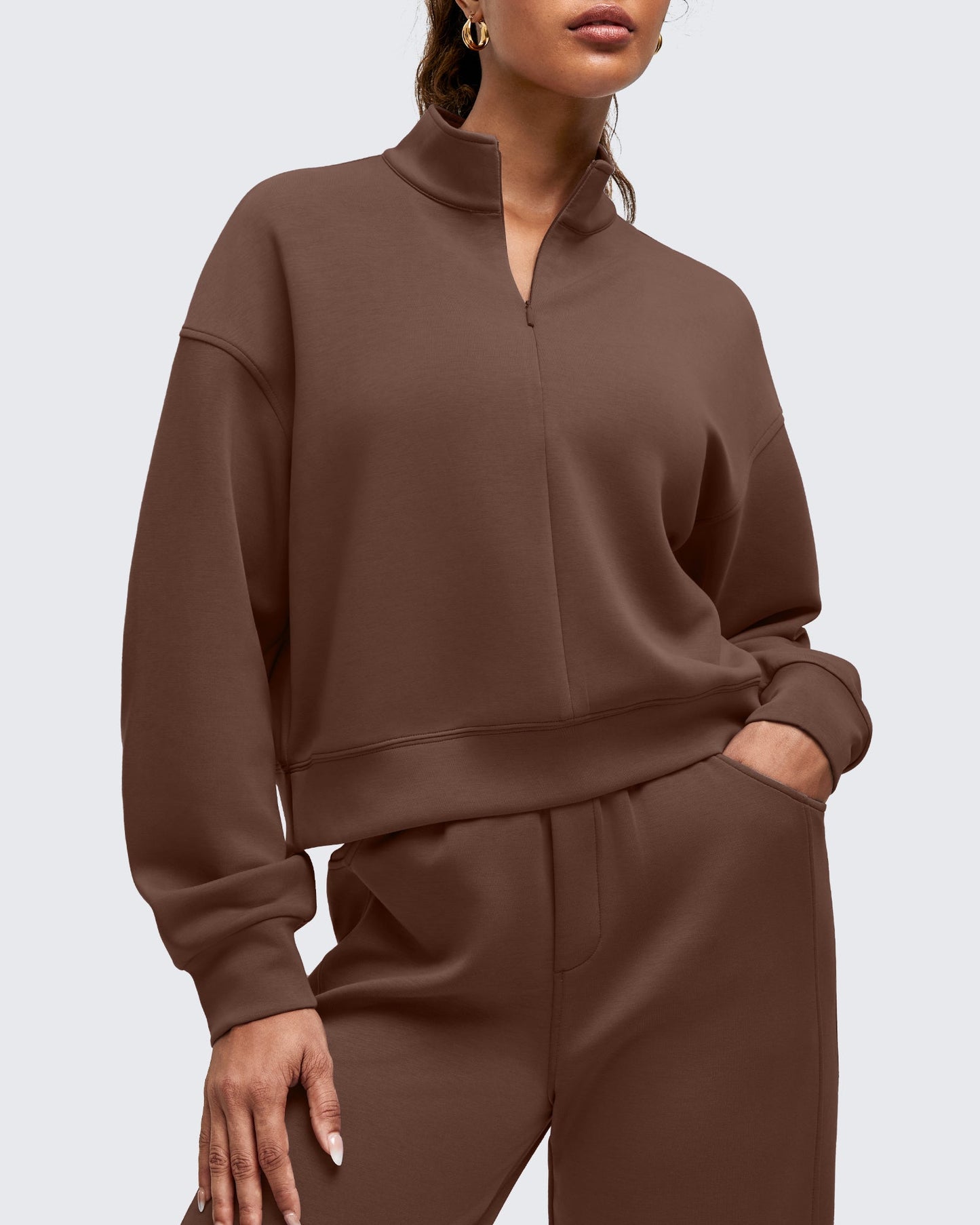 Smoofit Half-Zip Mock Neck Long Sleeve Sweatshirts