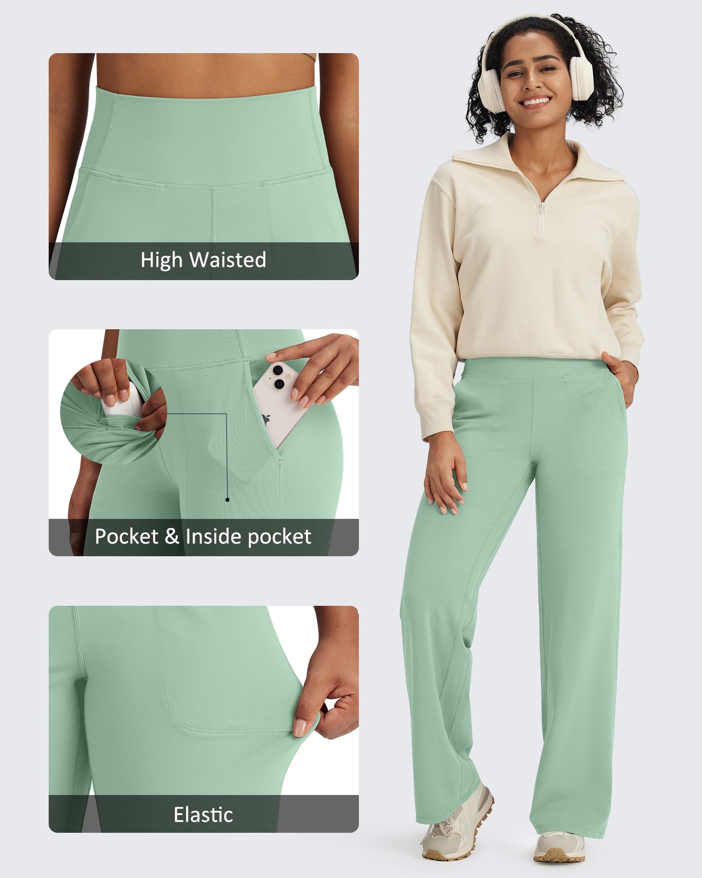 G4Free Activewear BareFeel Seamless High-Waist Dressy Pants #Black / S-Black / M-Black / L-Black / XL-Black / XXL-Black / XS-Blue grey / S-Blue grey / M-Blue grey / L-Blue grey / XL