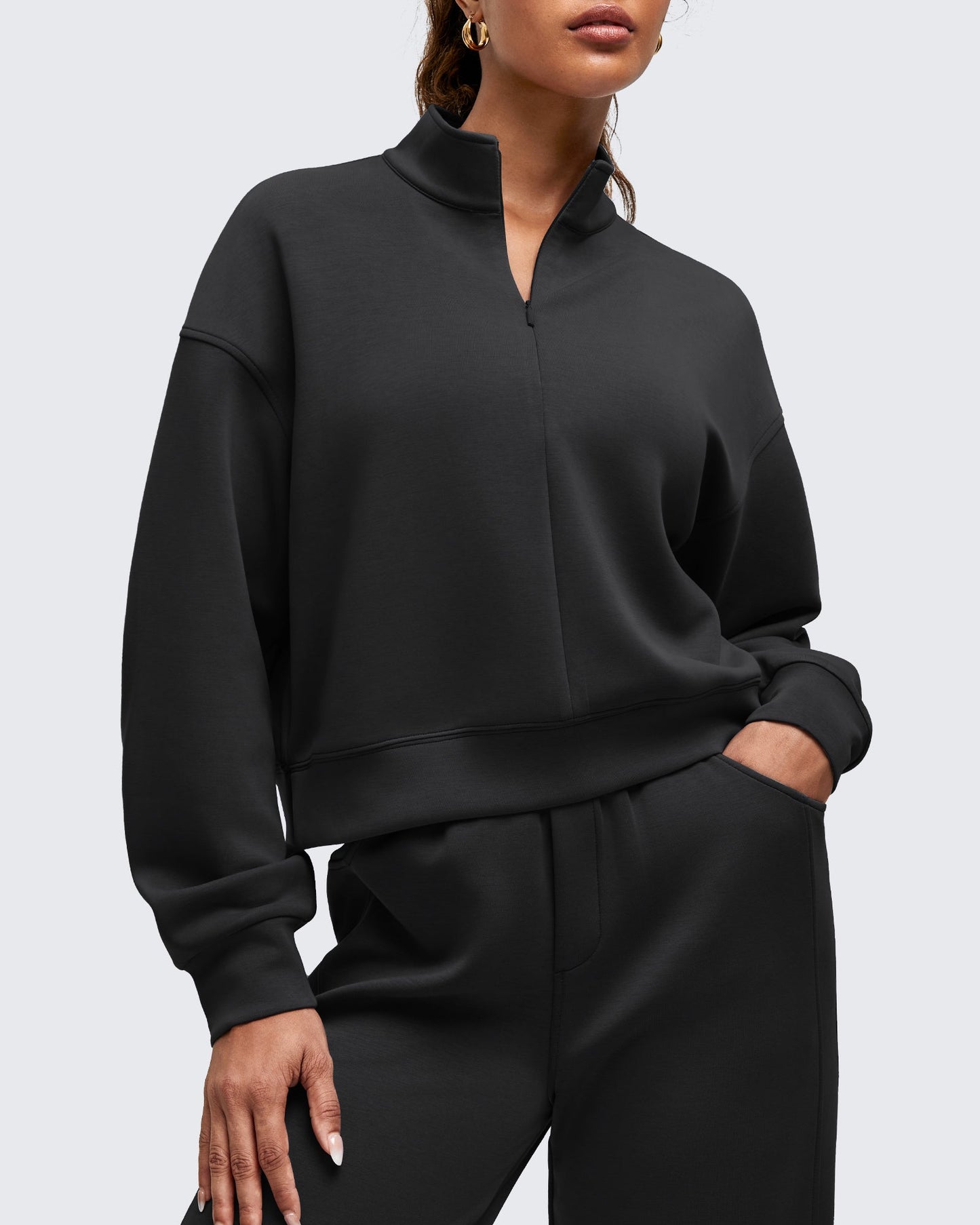 Smoofit Half-Zip Mock Neck Long Sleeve Sweatshirts