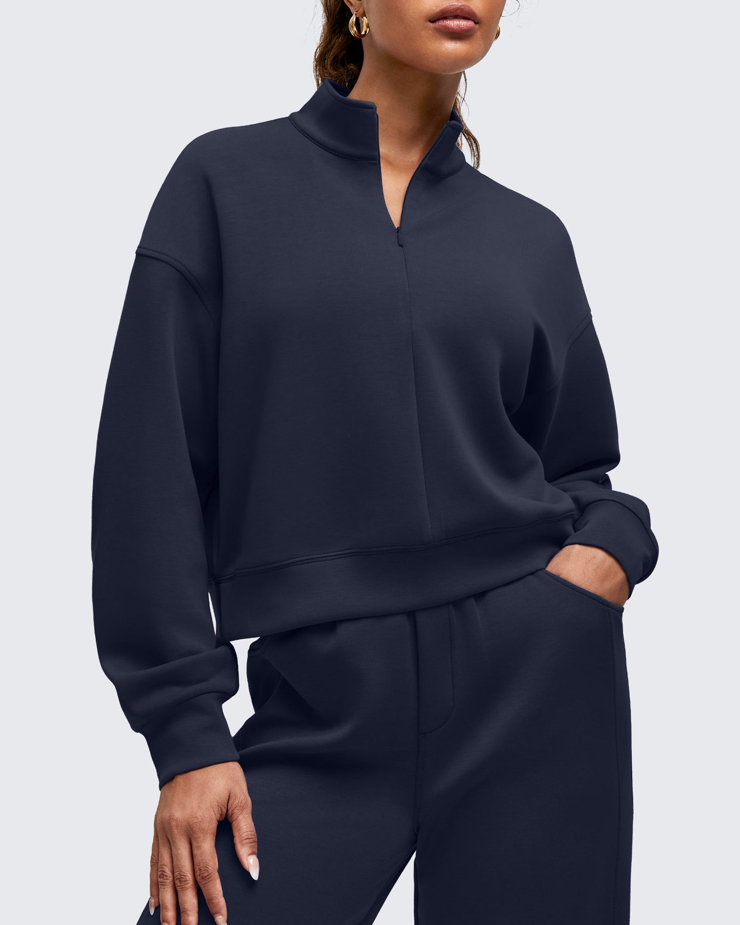 Smoofit Half-Zip Mock Neck Long Sleeve Sweatshirts