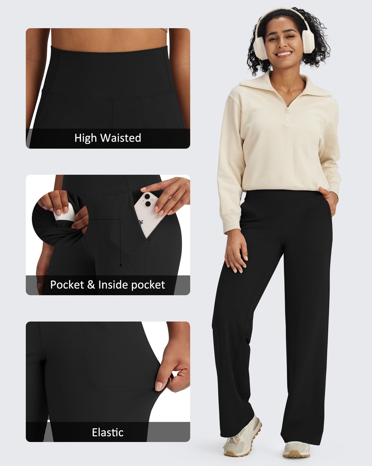 G4Free Activewear BareFeel Seamless High-Waist Dressy Pants #Black / S-Black / M-Black / L-Black / XL-Black / XXL-Black / XS-Blue grey / S-Blue grey / M-Blue grey / L-Blue grey / XL
