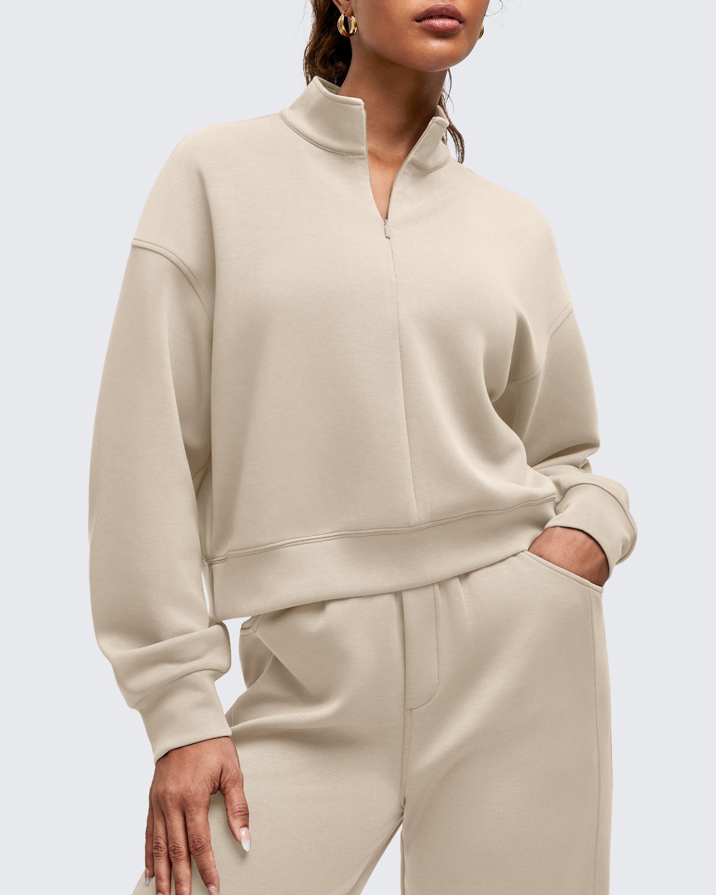 Smoofit Half-Zip Mock Neck Long Sleeve Sweatshirts