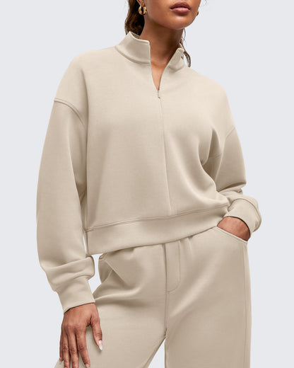 Smoofit Half-Zip Mock Neck Long Sleeve Sweatshirts