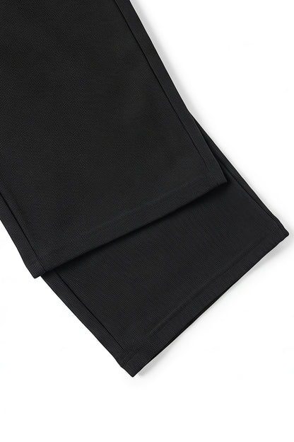 EASYSO Travel-Ready Ribbed Wide-Leg Pants – High-Rise Tailored Knit Trousers with Pockets
