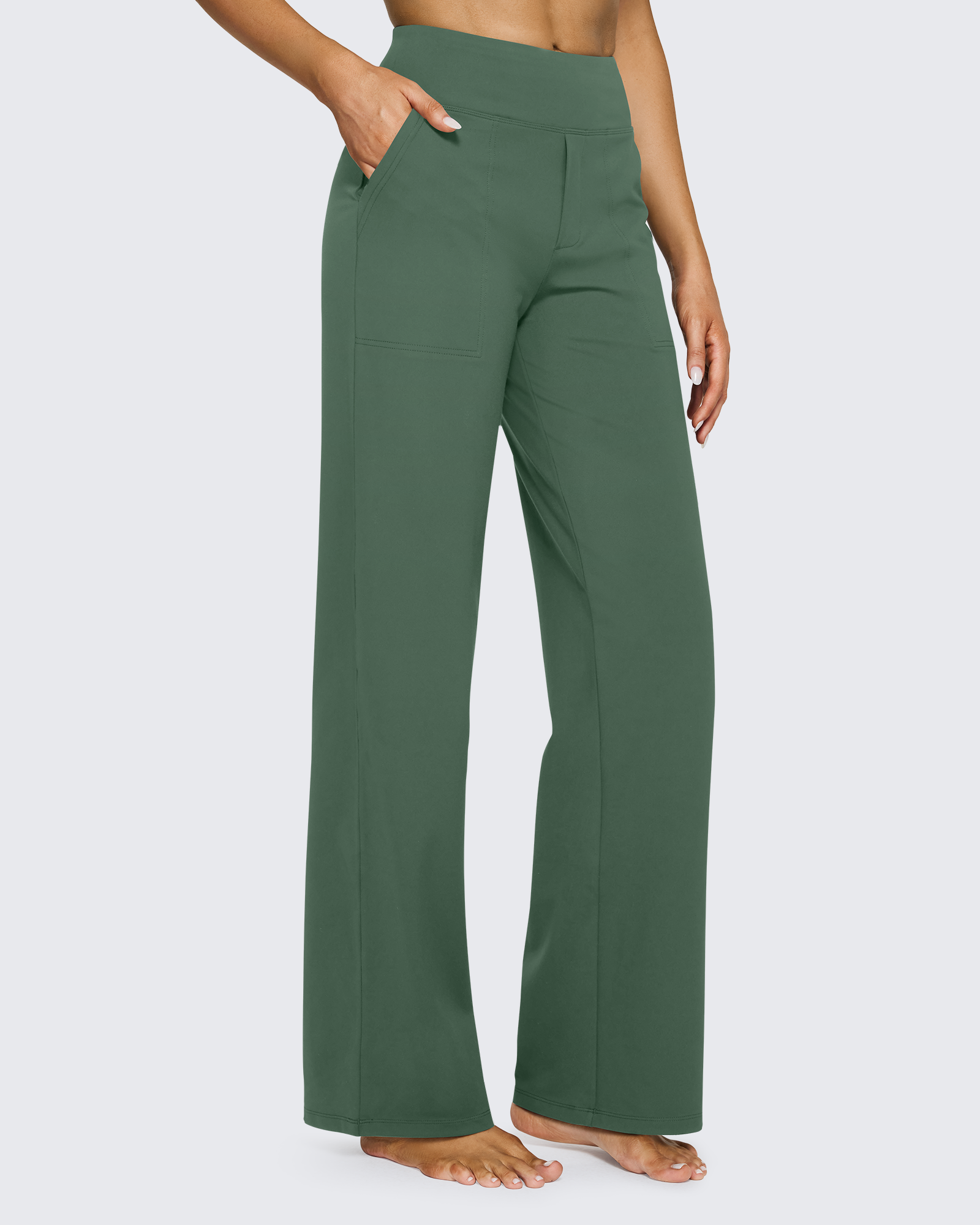 G4free Loose High-Waist Business Casual Pants #sage-green