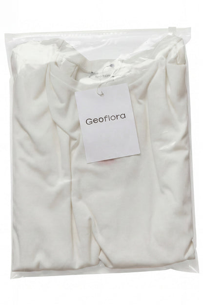Geoflora White Eyelet Lace Panel Short Sleeve T-Shirt - Loose-Fit Casual Cotton Top