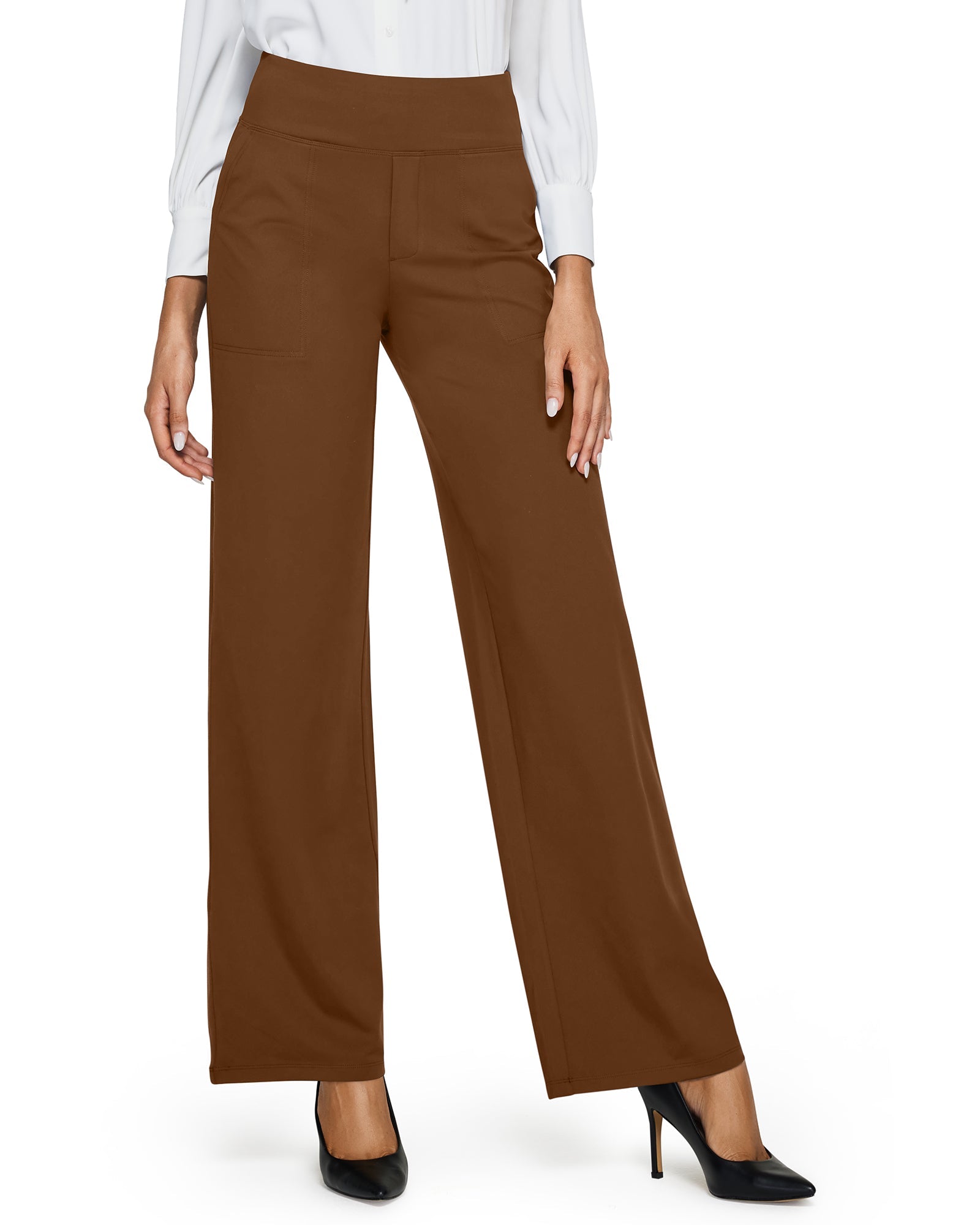 G4free Loose High-Waist Business Casual Pants #dark-coffee
