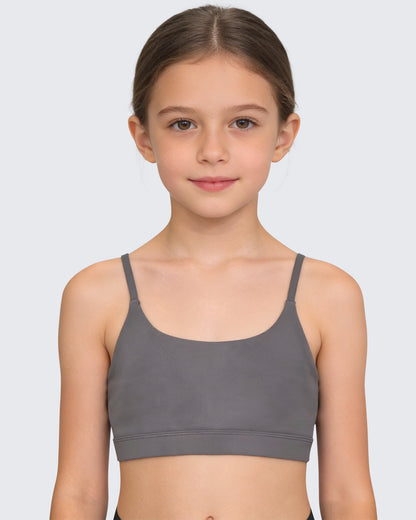 G4Free BareFeel Crewneck V-Back Sports Bra for Girls – Non Padded Crop Top