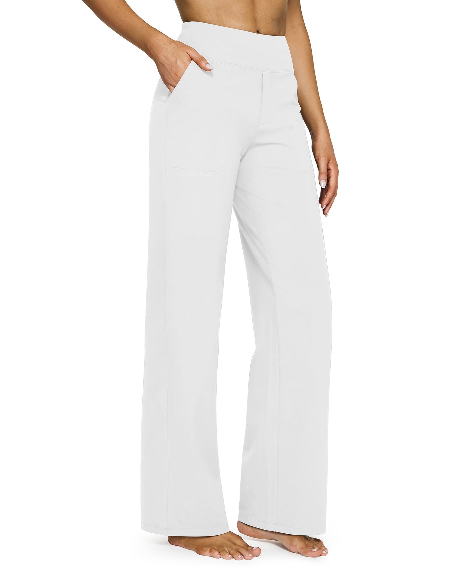 G4Free Activewear Loose High-Waist Business Casual Pants 29 # White