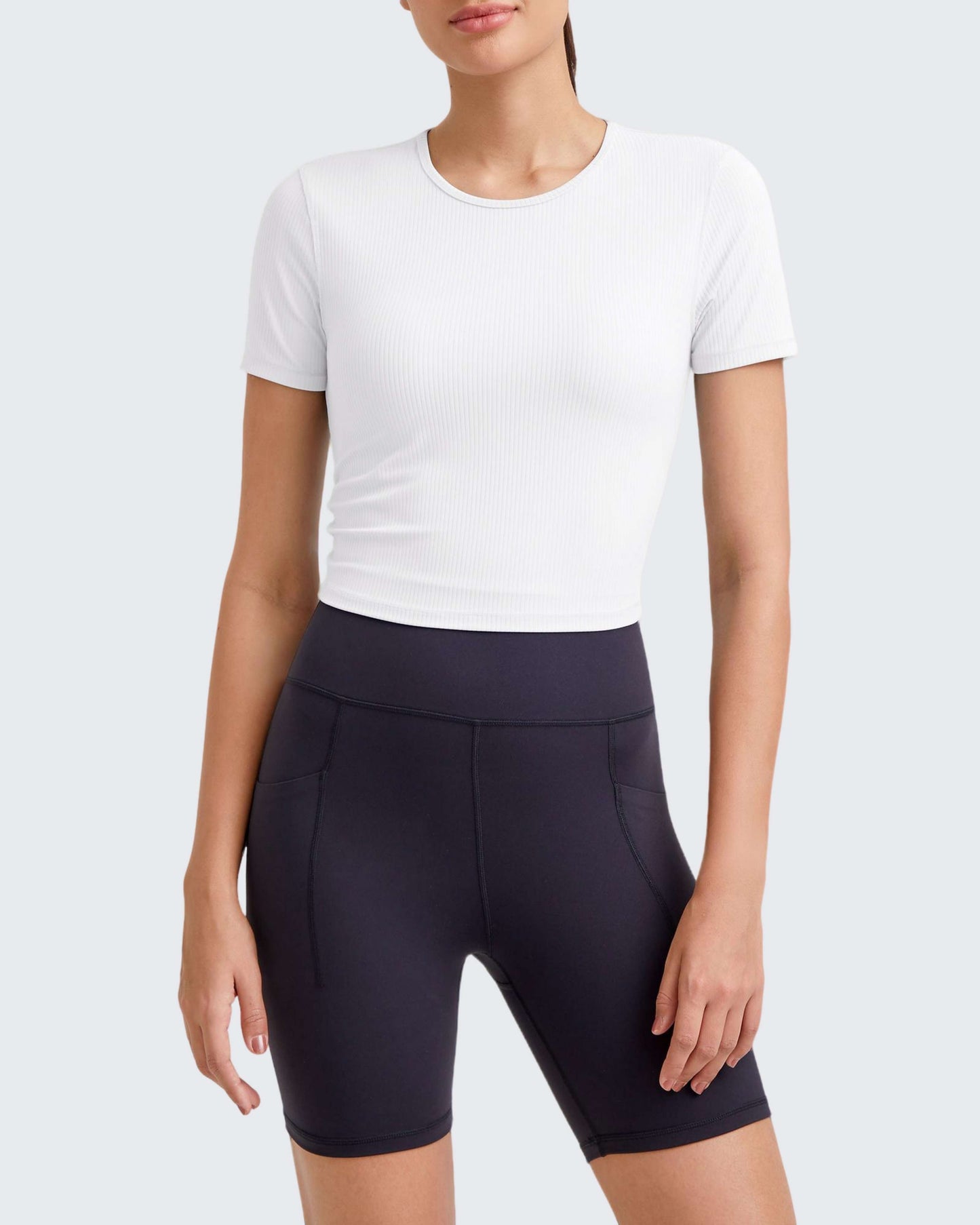 G4Free Activewear Ribbed Slim Workout Crop Short Sleeve #Khaki / S-Khaki / M-Khaki / L-Khaki / XL-Khaki / XS-Purple / S-Purple / M-Purple / L-Purple / XL-Purple / XS