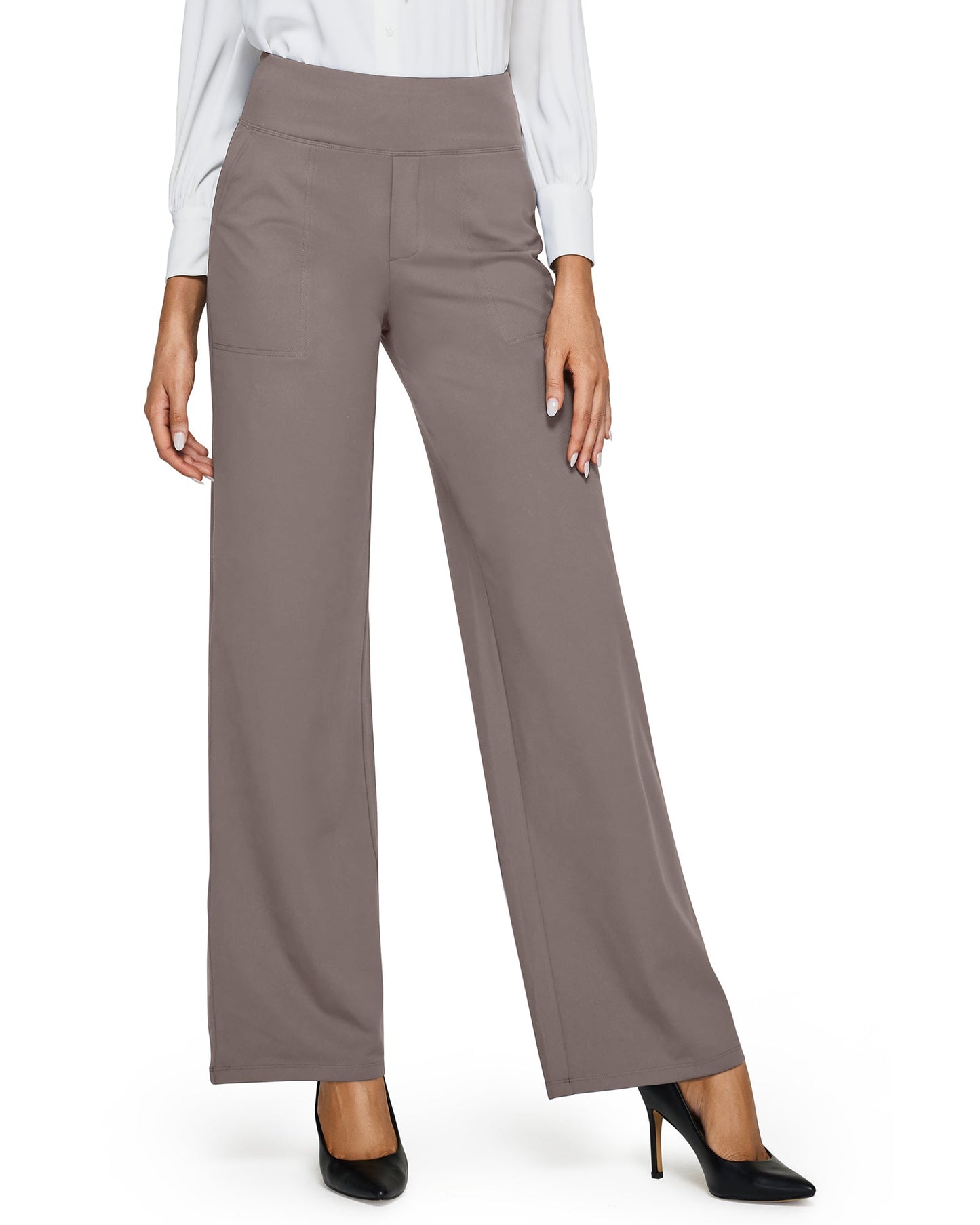G4free Loose High-Waist Business Casual Pants #taupe