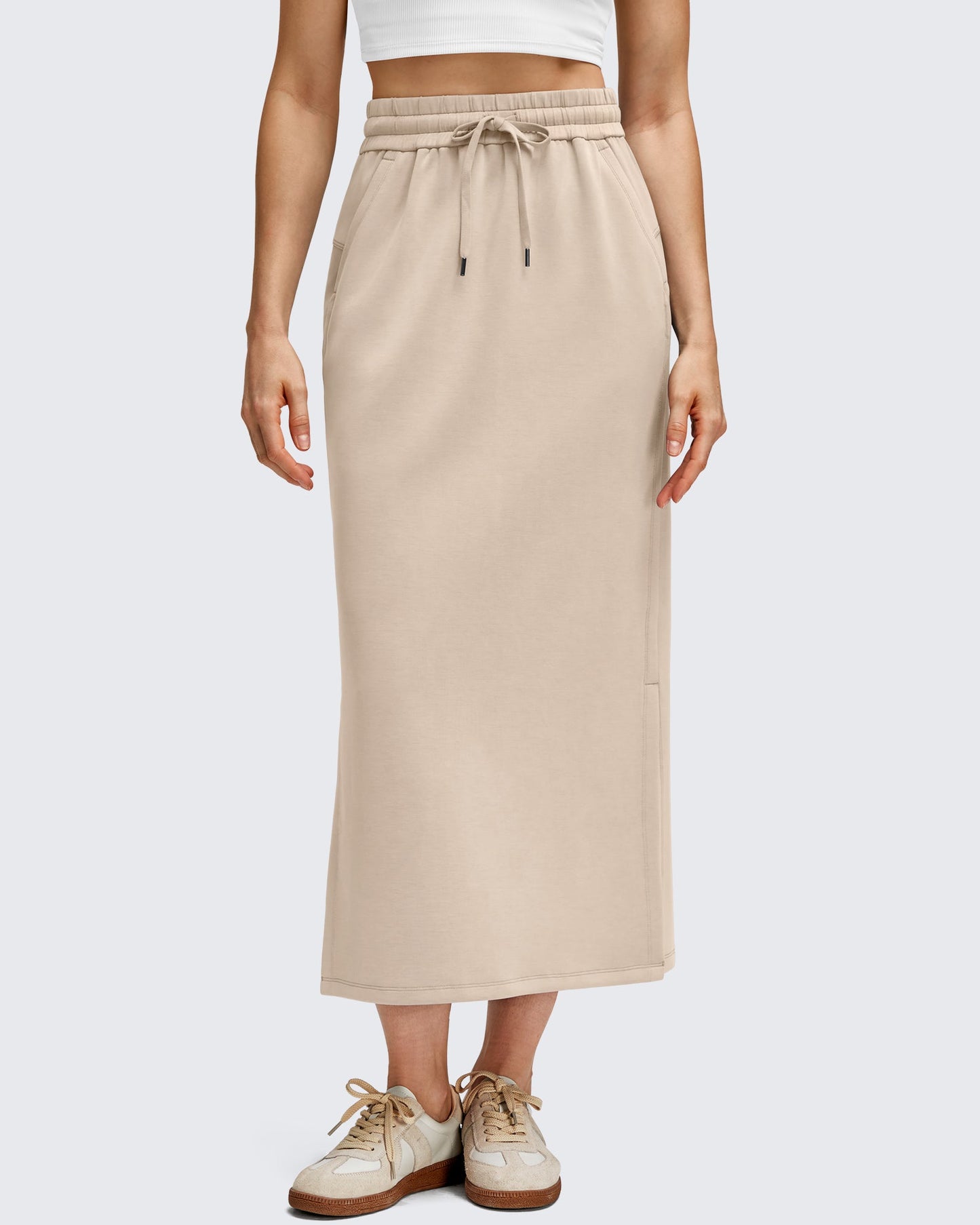 Smoofit Side Slits Drawstring Long Skirts