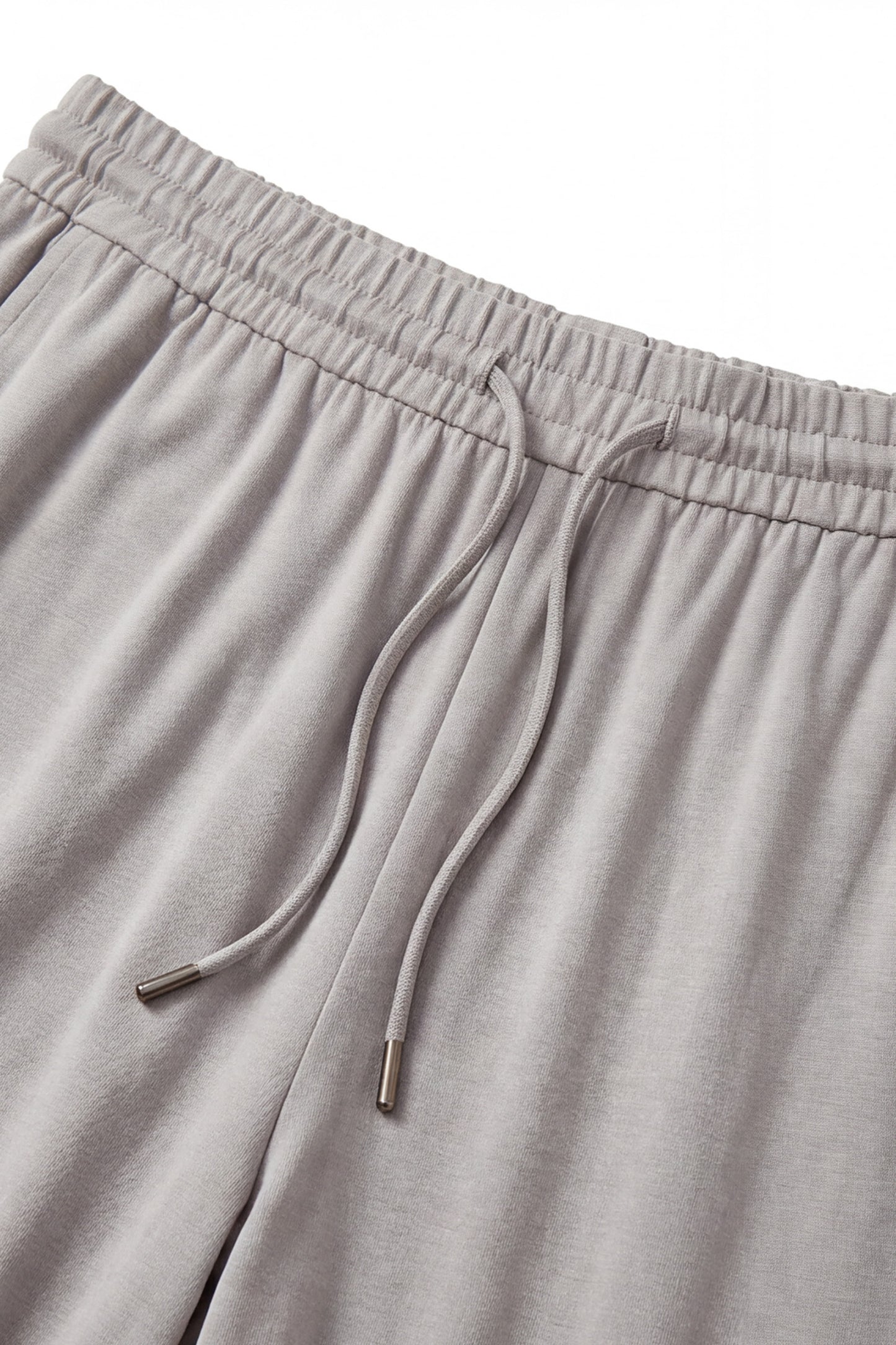 EASYSO Beige Soft Knit Drawstring Wide Leg Pants