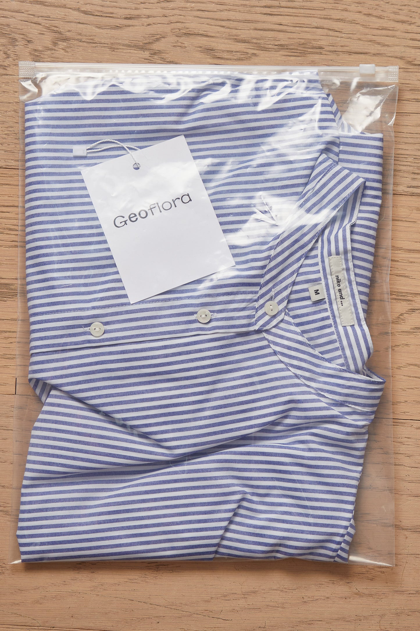 Geoflora Blue and White Striped Batwing Sleeve Blouse - Loose-Fit Drawstring Side Button-Down Shirt