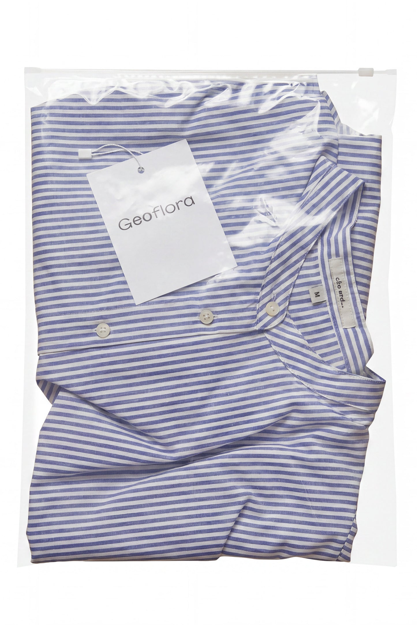 Geoflora Blue and White Striped Batwing Sleeve Blouse - Loose-Fit Drawstring Side Button-Down Shirt