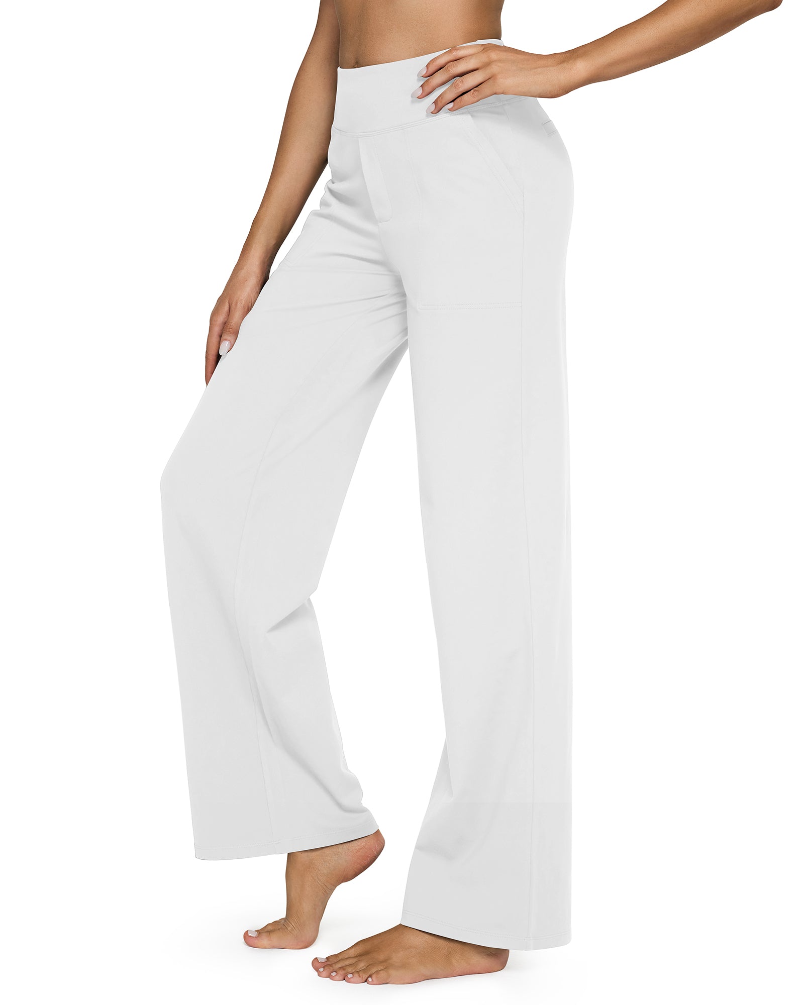 G4free Loose High-Waist Business Casual Pants #white