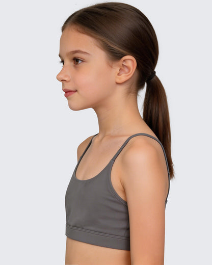 G4Free BareFeel Crewneck V-Back Sports Bra for Girls – Non Padded Crop Top
