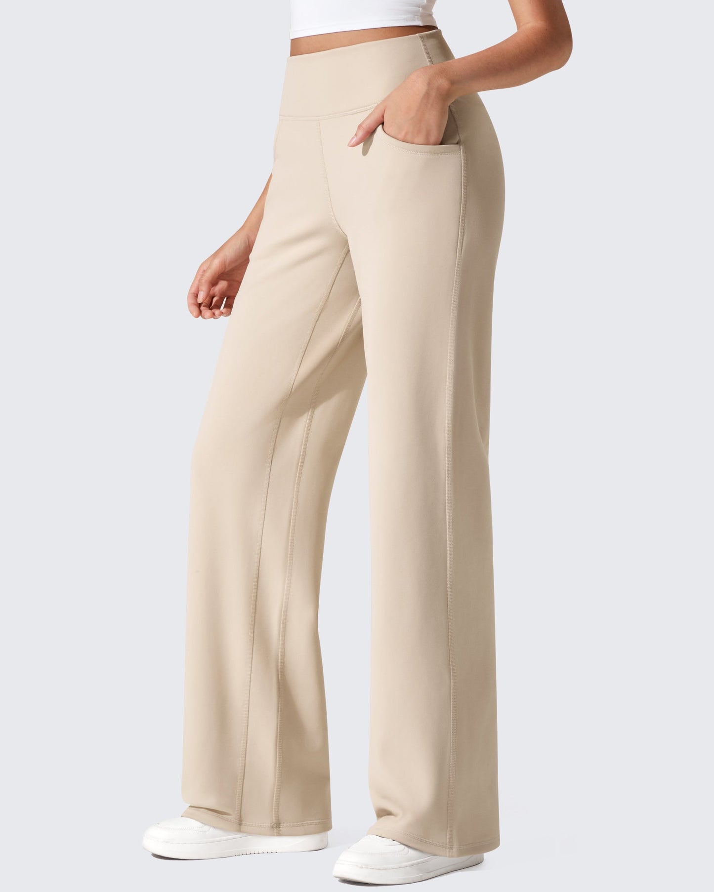 Fleece Lined High-Waist Loose Sweatpants