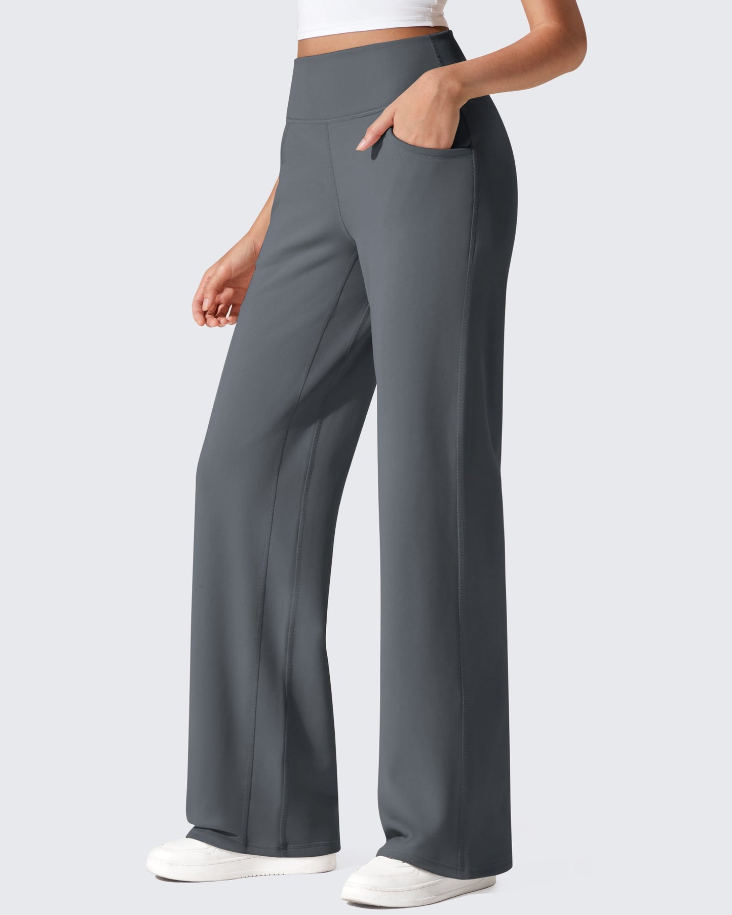 Fleece Lined High-Waist Loose Sweatpants