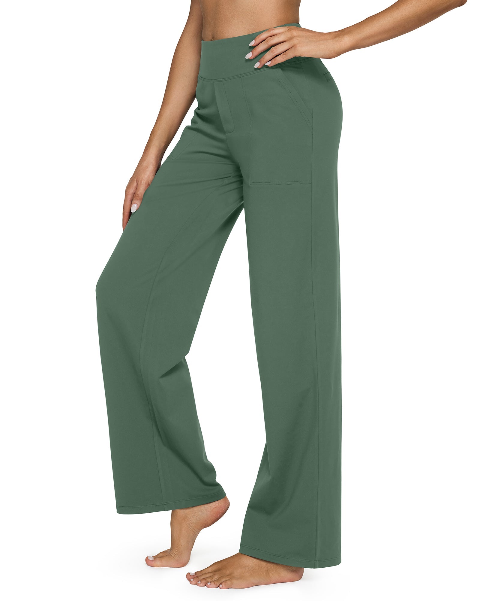 G4free Loose High-Waist Business Casual Pants #forest-green