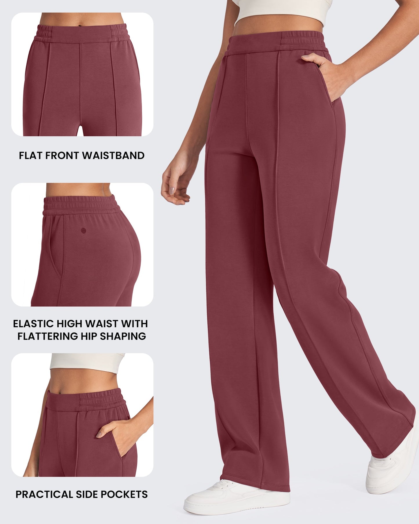 Smoofit Loose High-Rise Elastic Dressy Pants 33