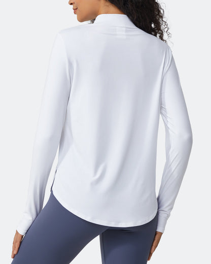 Quick Dry High Neck Sun Half Zip Workout Tops