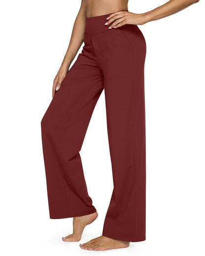 G4free Loose High-Waist Business Casual Pants #dark-burgundy