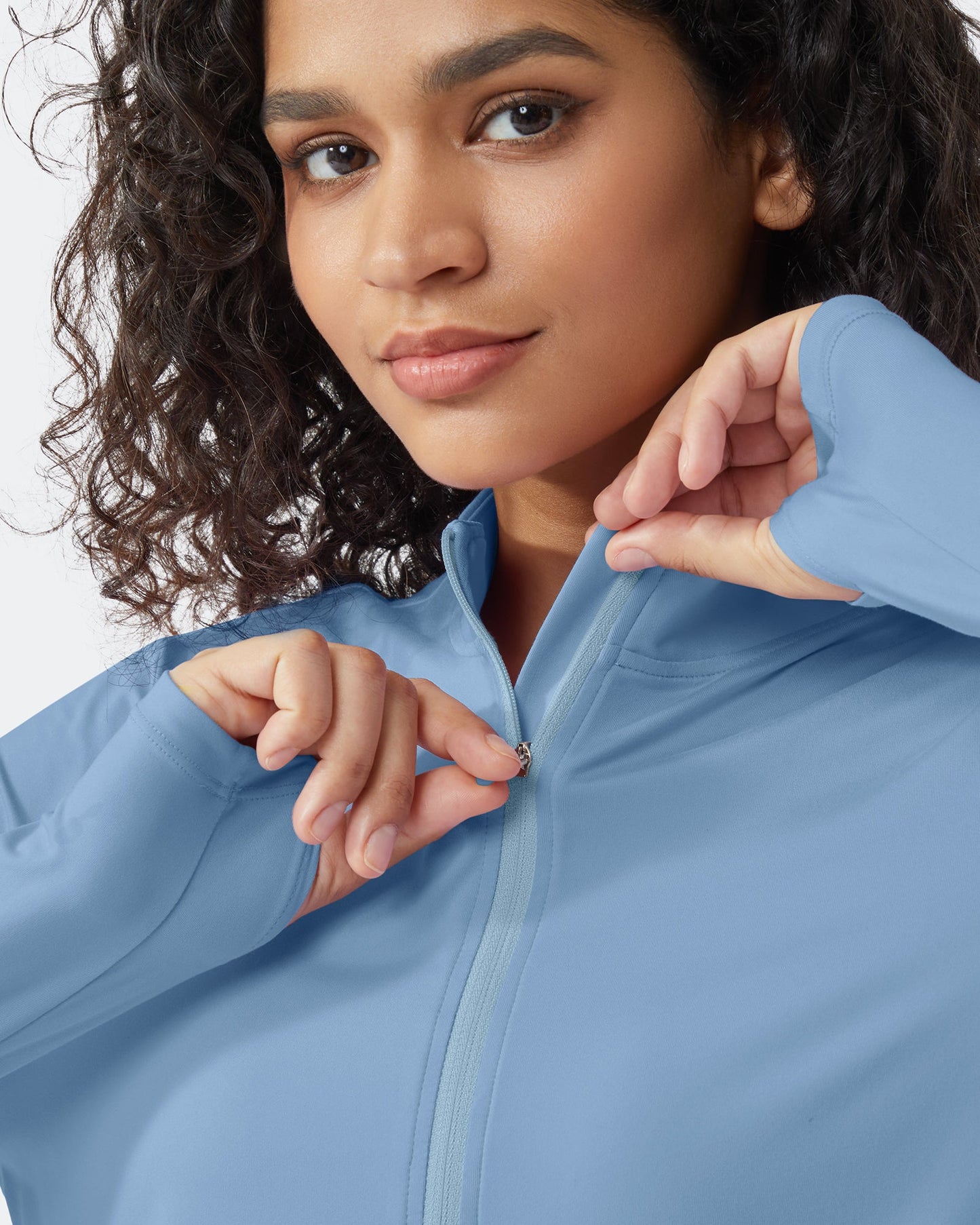 Quick Dry High Neck Sun Half Zip Workout Tops