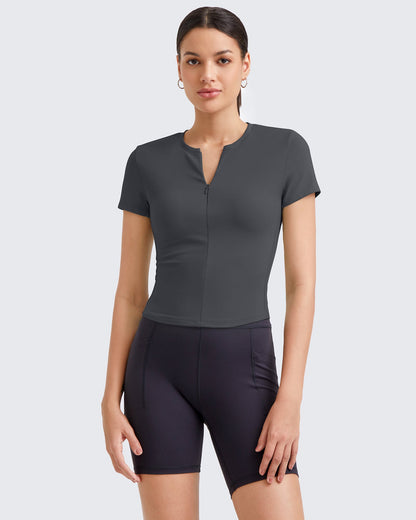 G4Free Activewear BareFeel Half Zip Slim Fit Athletic Shirts #Black / S-Black / M-Black / L-Black / XL-Black / XS-Dark Grey / S-Dark Grey / M-Dark Grey / L-Dark Grey / XL-Dark Grey / XS