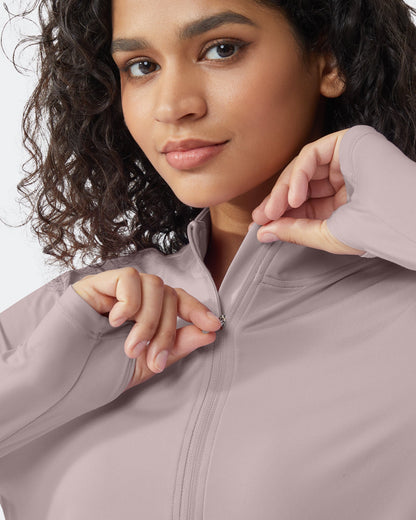 Quick Dry High Neck Sun Half Zip Workout Tops
